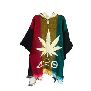 Indian Creations By Incas Unisex Wool 4-20 Hoodie Poncho One size